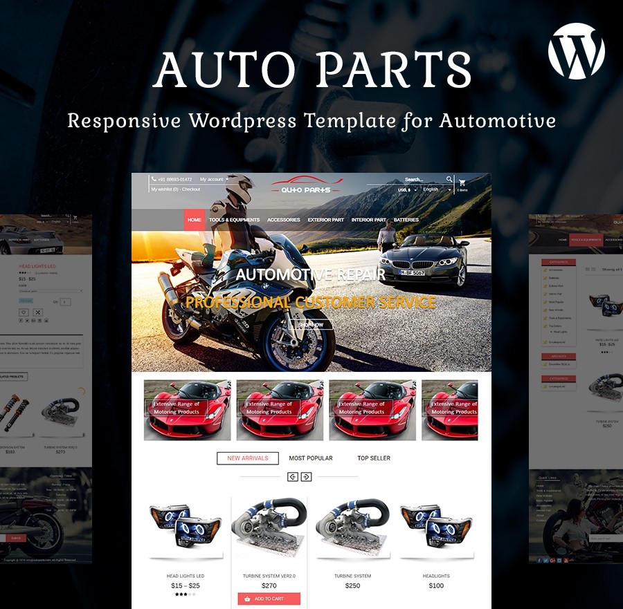 Free Auto Parts Theme, Automotive WordPress Theme | Webcodemonster