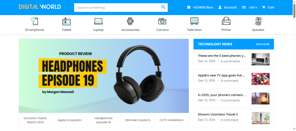 DigitalWorld – Best Shopify Theme for Multi-Brand Electronics Stores