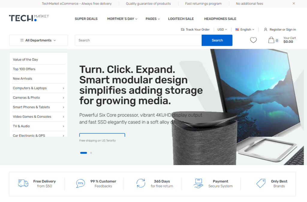 TechMarket – Best Shopify Theme for Large Electronics Marketplaces